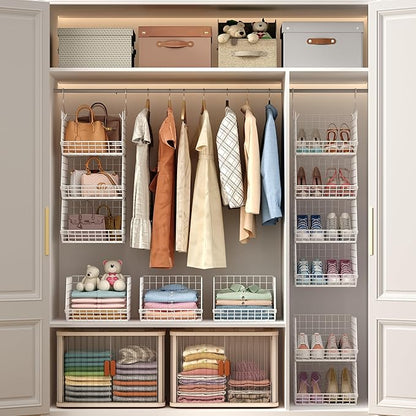 X-cosrack 4 Tier Closet Hanging Organizer, Foldable Closet Shelving - Image 5