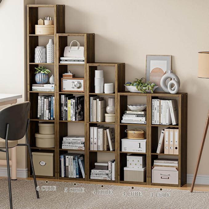 Tall Cube Storage Organizer Bookcase, 5 Tier 11 inch Open Back Cubical Shelf - Image 4