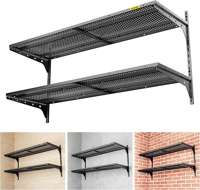 1pack×2 Tier 1.3x4ft Garage Shelving Wall Mounted, 260lbs Load by AECXM
