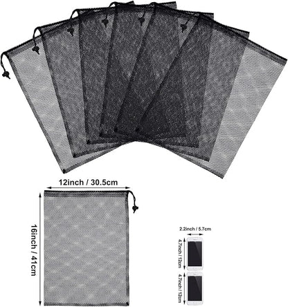 TecUnite 10 Pcs Mesh Bags Drawstring Laundry Bags Large Nylon Mesh Gift - Image 2