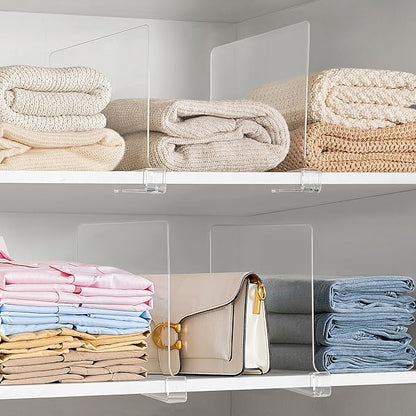 HBlife 12 Inches Tall Clear Shelf Dividers, 4 Pack Purse Organizer - Image 6