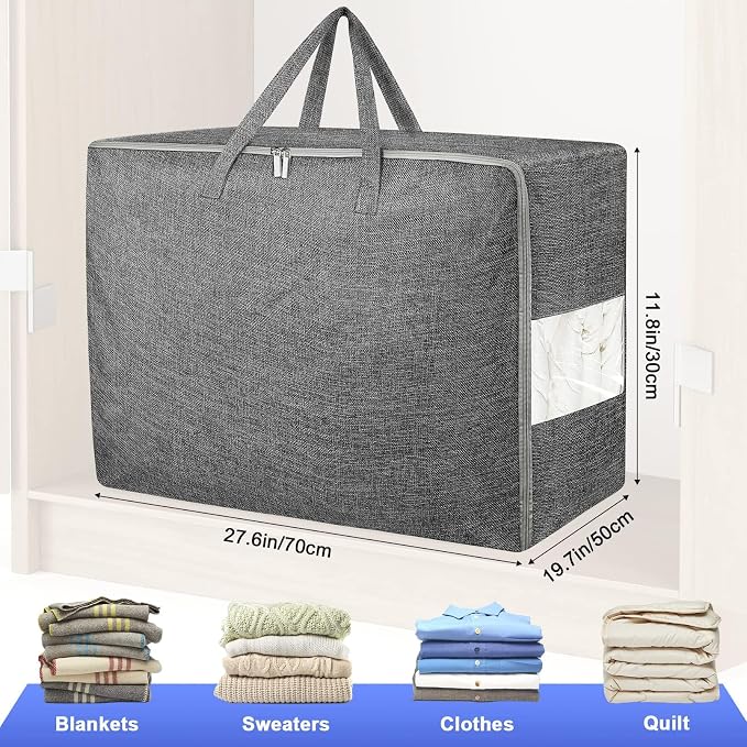 3Pack 105L Extra Large Storage Bags, Folding Comforter Blanket Storage Bags - Image 2