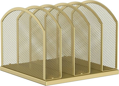 5-Section Vertical Desktop Organizer, 5-Section Mesh File Folder Stand Sorter by Gawerk