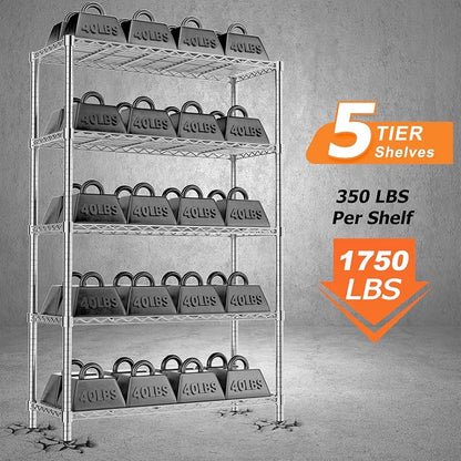 Storage Shelves Heavy Duty, 5-Tier Adjustable Metal Industrial Utility Shelf - Image 5
