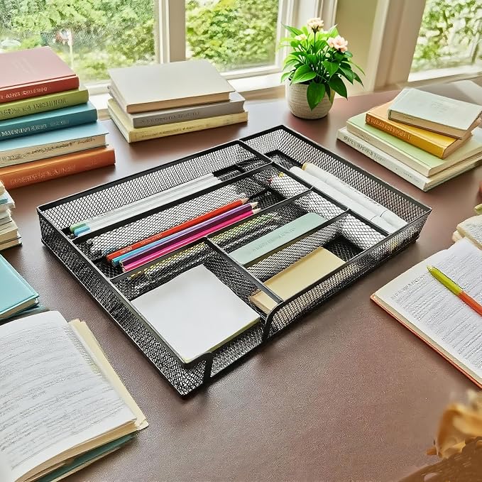 Desk Drawer Organizer Metal Mesh Drawer Organizer Tray - Image 5