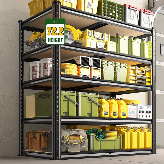 72.2" H Garage Shelves 2230LBS Storage Shelves, 5 Tier Adjustable Metal Shelving - Image 2