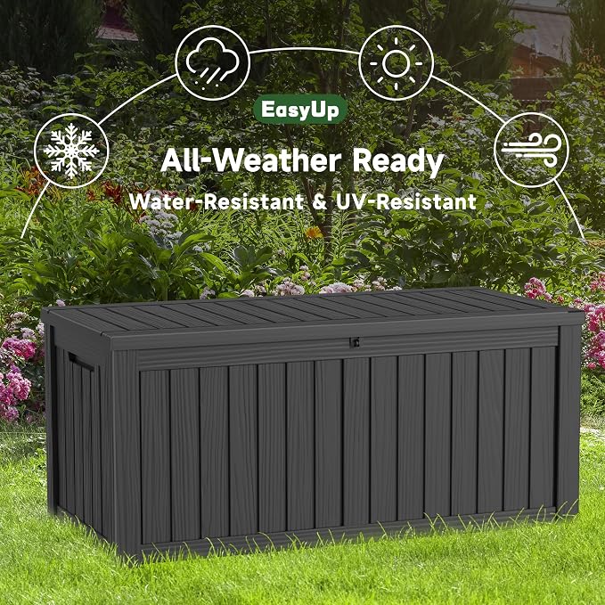 EasyUp 150 Gallon Outdoor Storage Box Waterproof, UV Resistant Resin Deck Box - Image 5