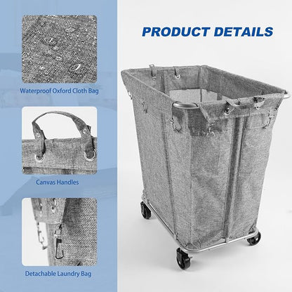 PLKOW Laundry Cart with Wheels 320L Large Rolling Laundry Cart - Image 4