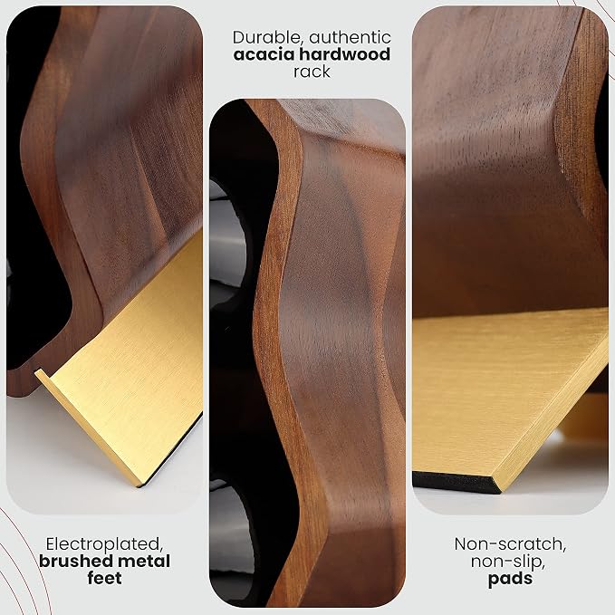 Gusto Nostro Wood Wine Rack, 7 Bottle, 2 Tier Wooden Countertop Free Standing - Image 5