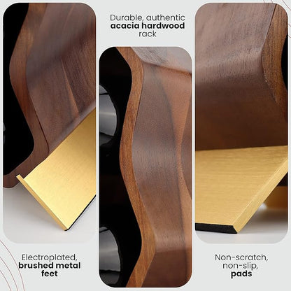 Gusto Nostro Wood Wine Rack, 7 Bottle, 2 Tier Wooden Countertop Free Standing - Image 5