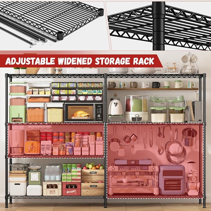 REIBII 69.8" W Storage Shelves 1250LBS Wire Shelving Unit 4 Tier Metal Shelving - Image 8