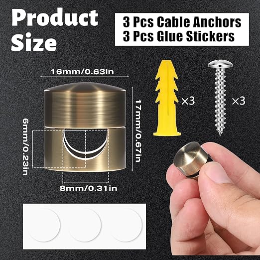 SHENLIU 3 Pcs Cable Anchors for Desk, Adhesive Charger Holders for Cords - Image 2