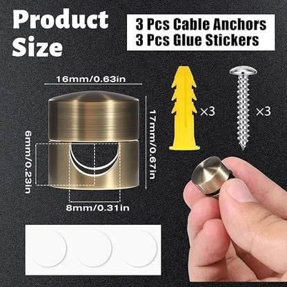 SHENLIU 3 Pcs Cable Anchors for Desk, Adhesive Charger Holders for Cords - Image 2
