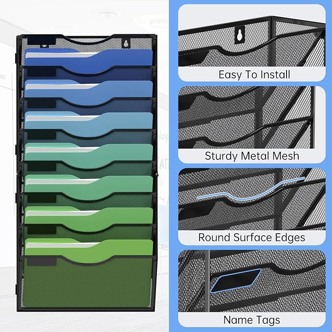 Kuntine.B Wall File Organizer Office Hanging Magazine Holder Wall File Organizer - Image 3
