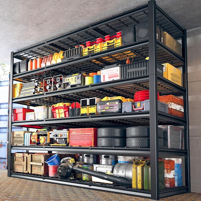 REIBII 60" W Garage Shelving, 3000LBS Metal Shelving Units, 6 Tier Storage by REIBII