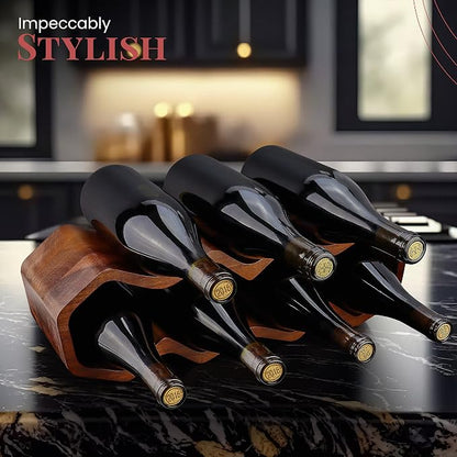 Gusto Nostro Wood Wine Rack, 7 Bottle, 2 Tier Wooden Countertop Free Standing - Image 6