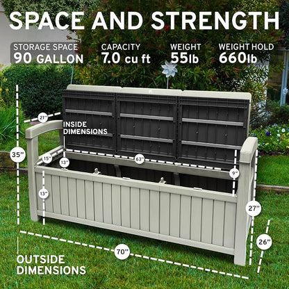 EconoHome 3 Seat Outdoor Storage Bench - Image 2