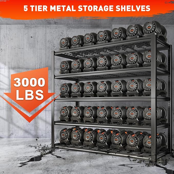 REIBII 48.2''W Garage Shelving Heavy Duty Metal Shelving 3000LBS Storage - Image 5