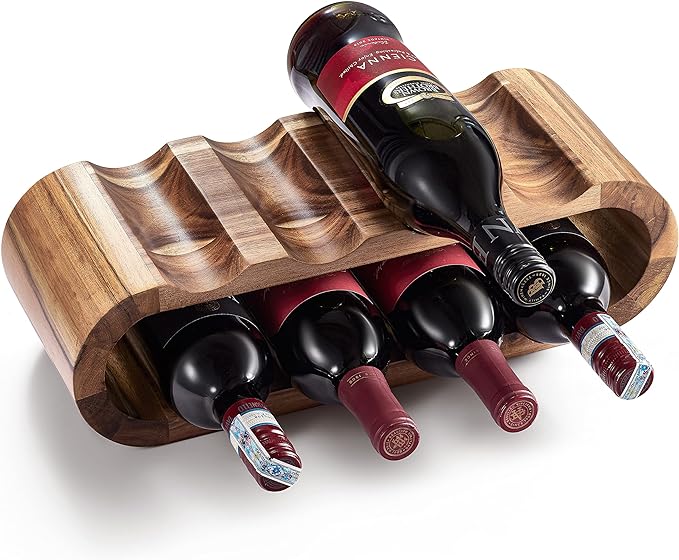 BLUEWEST Wooden Countertop Wine Rack – 8-Bottle Acacia Wine Holder Stand – by BLUEWEST