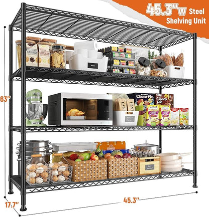 REIBII Storage Shelves 45.3''W Wire Shelving Unit 4 Tier Metal Shelves - Image 3