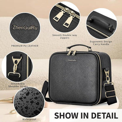 Travel Makeup Bag with LED Mirror, Portable Cosmetic Case Organizer with - Image 4