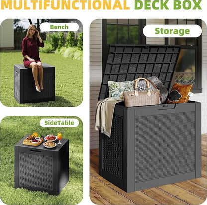 30 Gallon Waterproof Resin Deck Box, UV Resistant Outdoor Storage - Image 6