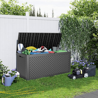 100 Gallon Large Deck Box, Resin Outdoor Storage Box - Image 4