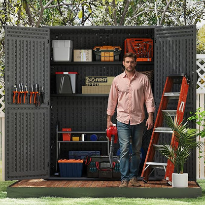 EHHLY Vertical Resin Storage Shed, 60 Cuft Garden Tool Sheds & Outdoor Storage - Image 5