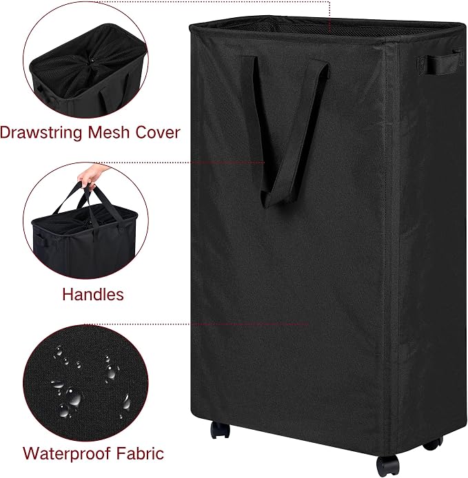 efluky Slim Rolling Laundry Basket - Image 5
