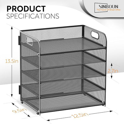 2 Pack Letter Tray 5-Tier Desk Organizer File Paper Holder - Image 2