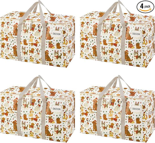 VENO 4 Pack Moving Bags and Large Christmas Storage Bins by Veno