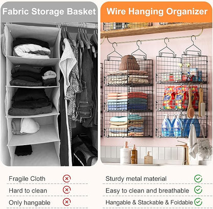 Sonyabecca 3-Tier Hanging Closet Organizer, Foldable Cabinet Wire Storage - Image 7