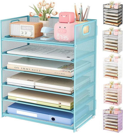 Subekyu 6 Tier Office File Paper Desk Tray Organizer by SUBEKYU