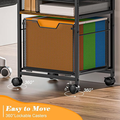 5-Tier Rolling File Cart Under Desk - Image 5