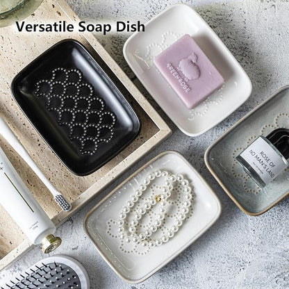 Gomakren Soap Dish for Shower, Ceramic Soap Dishes for Bar Soap Sponge - Image 8