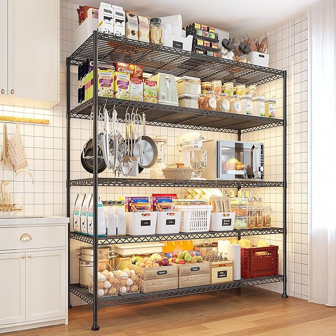 REIBII 45.8“W Storage Shelves Metal Shelving, 5-Tier Wire Shelving, Sturdy - Image 2