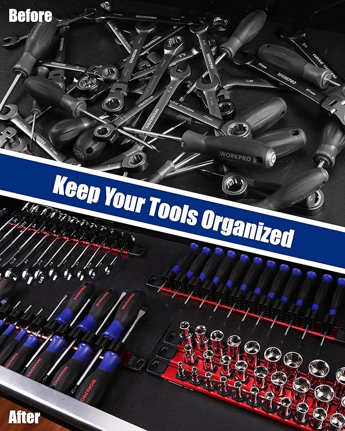 WORKPRO 6-Piece Magnetic Socket Organizer and Magnetic Screwdriver Organizer Set - Image 3