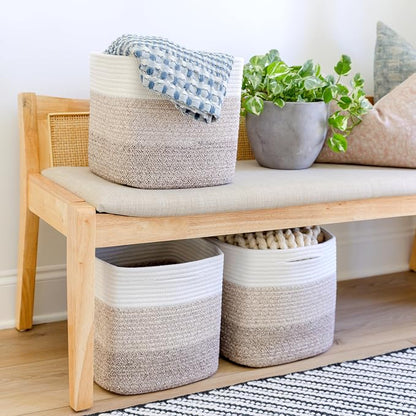 NaturalCozy Storage Cubes 11 Inch Cotton Rope Woven Baskets - Image 4