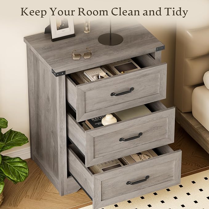 3-Drawer Dresser for Bedroom, Small Wooden Chest of Drawers - Image 4