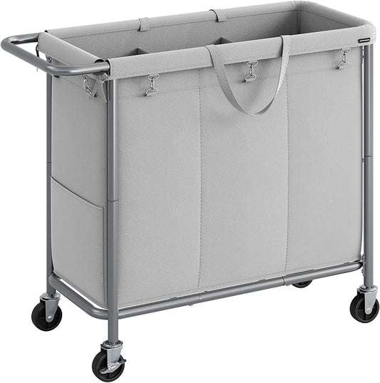 SONGMICS Laundry Basket with Wheels, 3-Section Rolling Laundry Hamper, 52.8 by SONGMICSbySONGMICSHOME