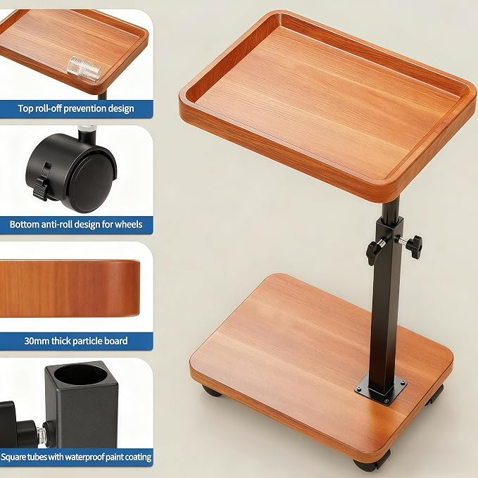 C Table End Table Adjustable Height, 360°Swivel TV Tray Table - Image 7