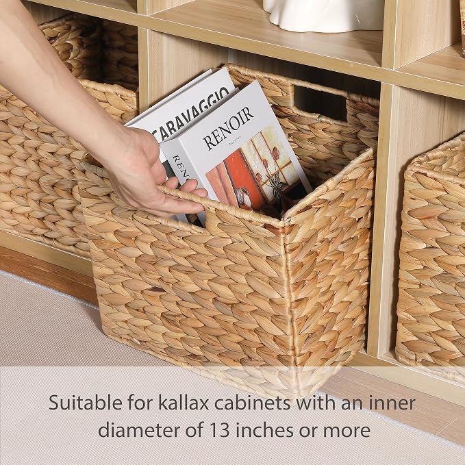 12x12x10 Water Hyacinth Storage Basket Large, Folding Cube Woven Wicker Storage - Image 4
