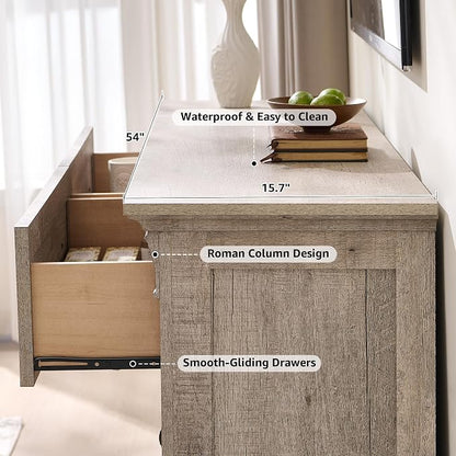 Farmhouse 6 Drawers Dresser for Bedroom, Wooden Dresser TV Stand - Image 7