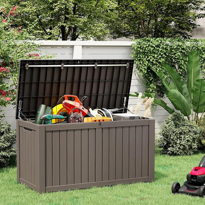 150 Gallon Resin Deck Box, Large Indoor and Outdoor Storage Box, Weatherproof - Image 6