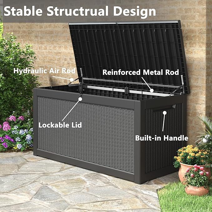 260 Gallon Resin Deck Box, Large Indoor and Outdoor Storage Box, Weatherproof - Image 5