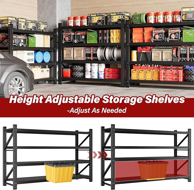 2000LBS Heavy Duty Garage Shelving Units, Metal Garage Shelves, Large Storage - Image 6