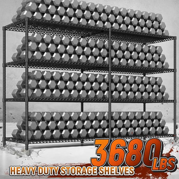 REIBII 81.5''W Storage Shelves 3680LBS Garage Shelving Heavy Duty 4 Tier Metal - Image 5