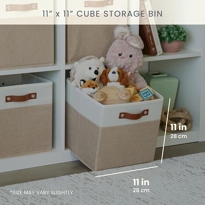 OrganiHaus 11" x 11" x 11" Fabric Cubes Storage Bins Set of 4, Foldable - Image 2