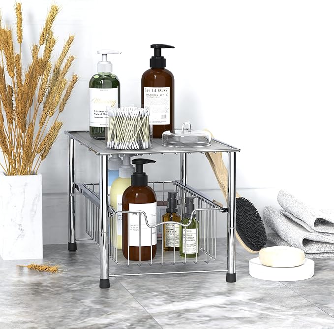 Simple Houseware Chrome Metal Stackable Storage Rack, 16.75 in L x 10.8 in W x - Image 7