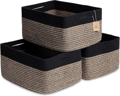 NaturalCozy Storage Baskets 16.8”x13”x7.6” Cotton Rope Woven Baskets by NaturalCozy